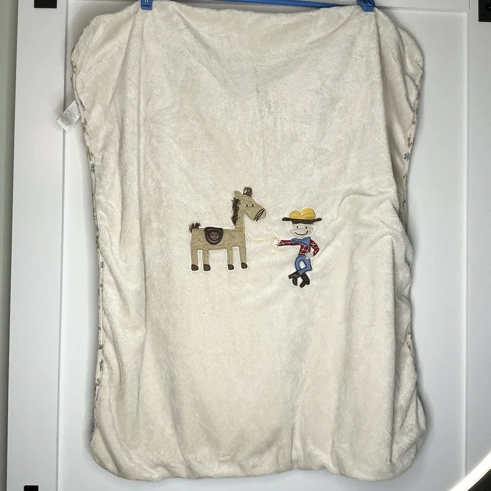 Koala Baby Blanket‎ Vintage Beige Security Cowboy Horse Western Giddy Up Boots